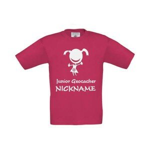 Junior Geocacher - Kinder Shirt, mit Name (pink)