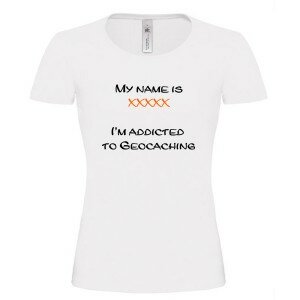 Addicted - Girlie Shirt, mit Name (weiss)