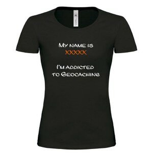 Addicted - Girlie Shirt, mit Name (schwarz)