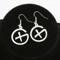 Geocaching - Earrings - pendant - satin silver