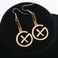 Geocaching Ohrringe - Hänger (trackable) - Satin Gold