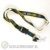 Lanyard I Love Geocaching - darkblue