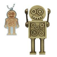 Mega Steampunk Robot antique bronze mit traveltag